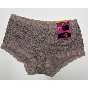 MAIDENFORM Fabulous Fit Classic Lace Trim Iced Mocha Boyshort Panty Womens S/5